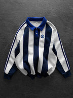 Padded Stripe Rugby Polo Sweatshirt