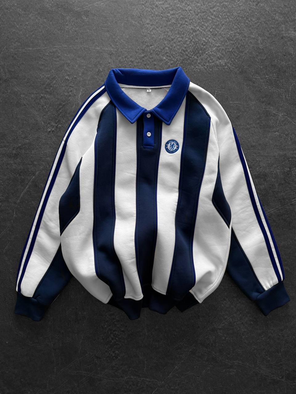 Padded Stripe Rugby Polo Sweatshirt