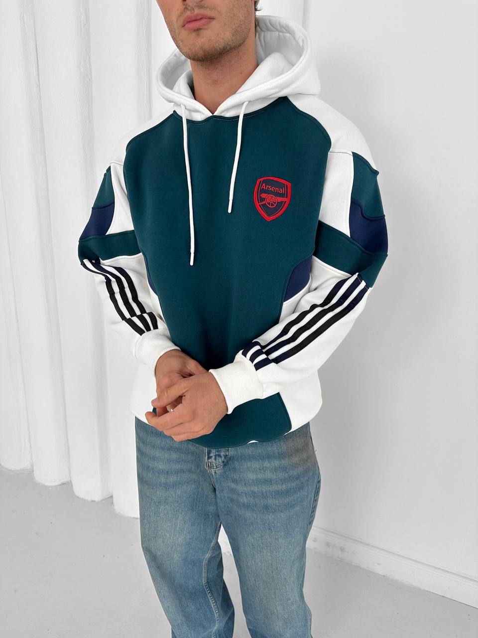 Vintage red and navy Arsenal hoodie with classic crest – Withinblack retro pullover