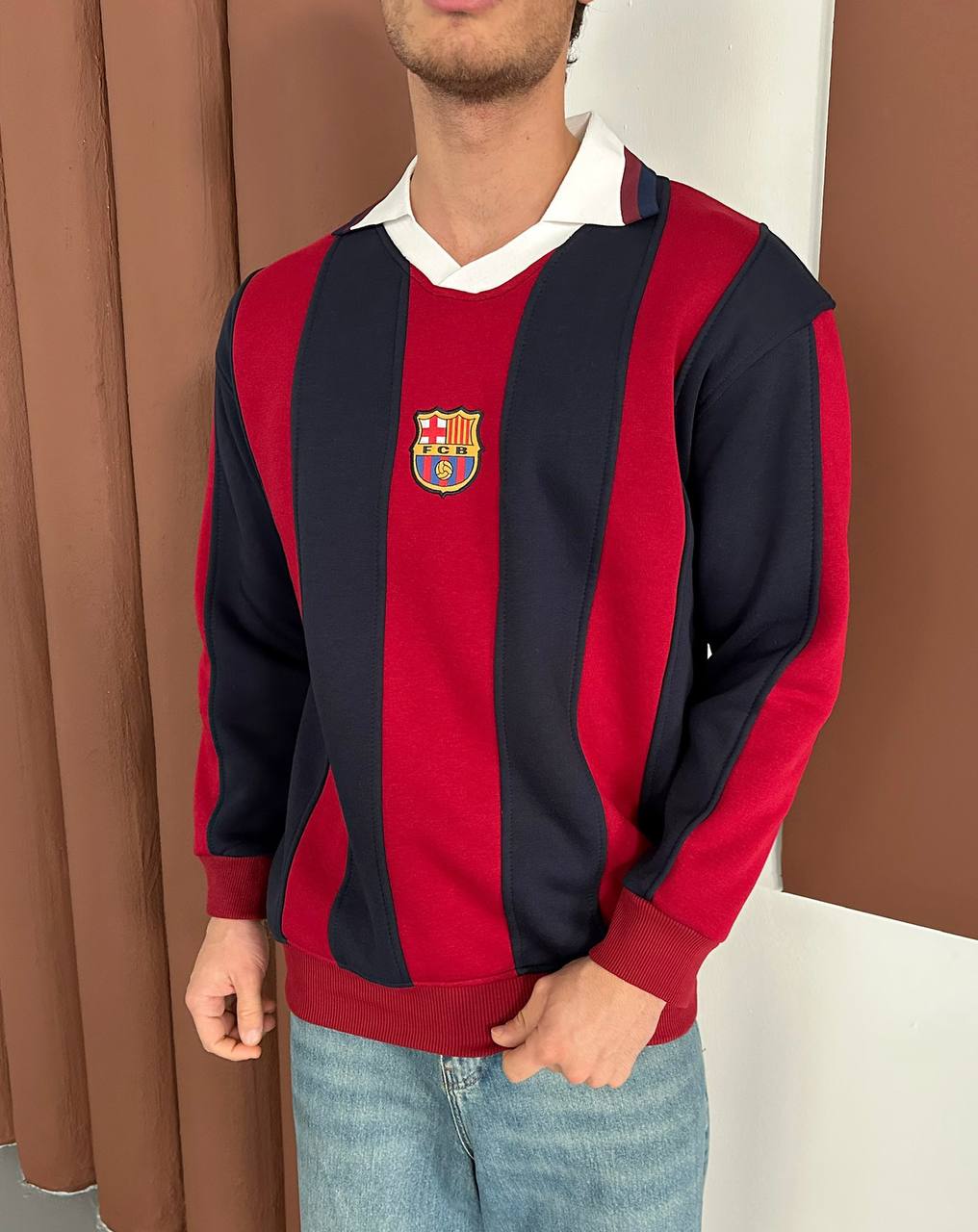 90s FC Barcelona Retro Jersey, Blokecore Barça Sweatshirt