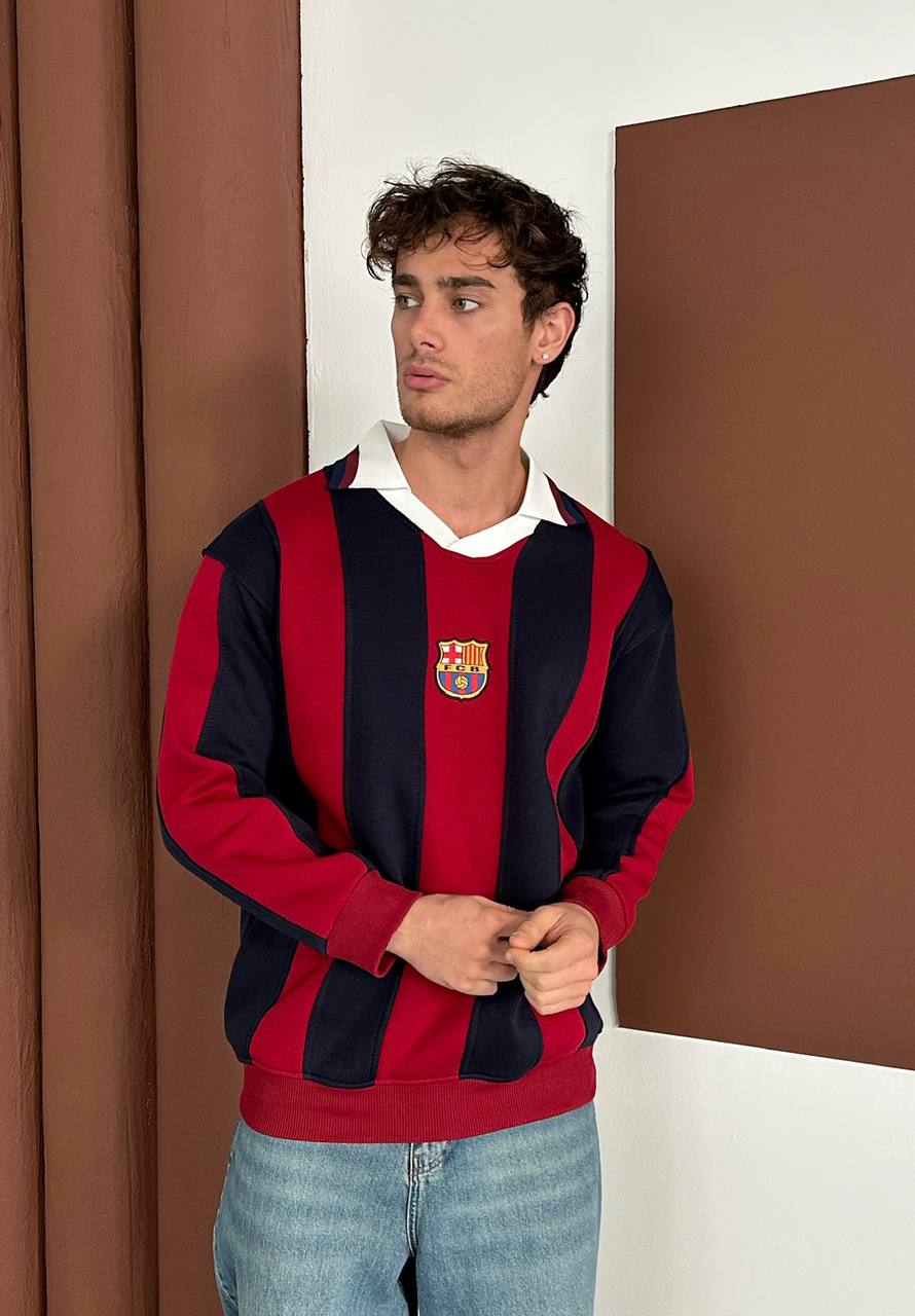 90s FC Barcelona Retro Jersey, Blokecore Barça Sweatshirt