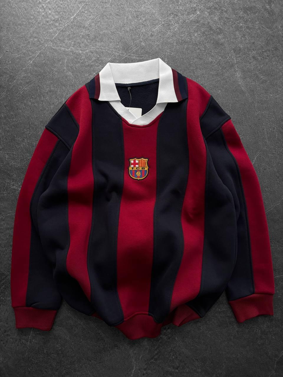 90s FC Barcelona Retro Jersey, Blokecore Barça Sweatshirt.