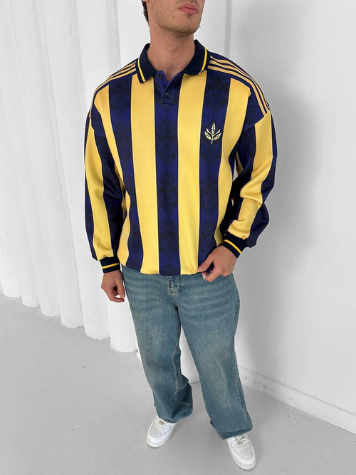90s Retro Football Jersey Polo – Oversized Blokecore Longsleeve