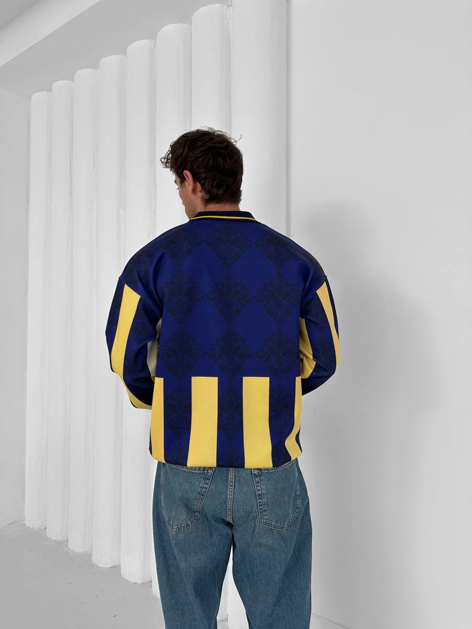 90s Retro Football Jersey Polo – Oversized Blokecore Longsleeve