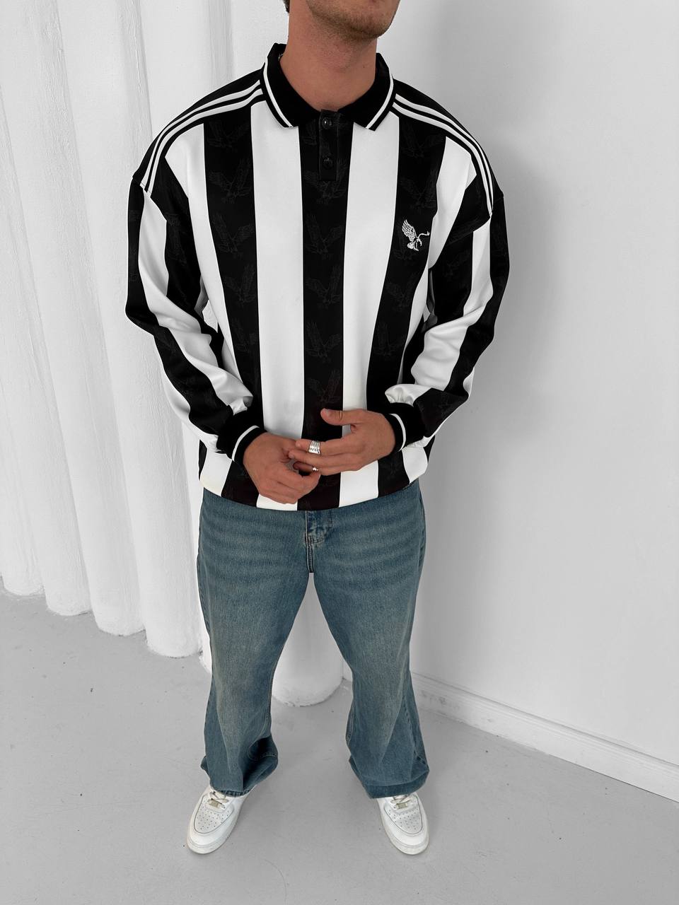 90s Retro Football Jersey Polo – Oversized Blokecore Longsleeve