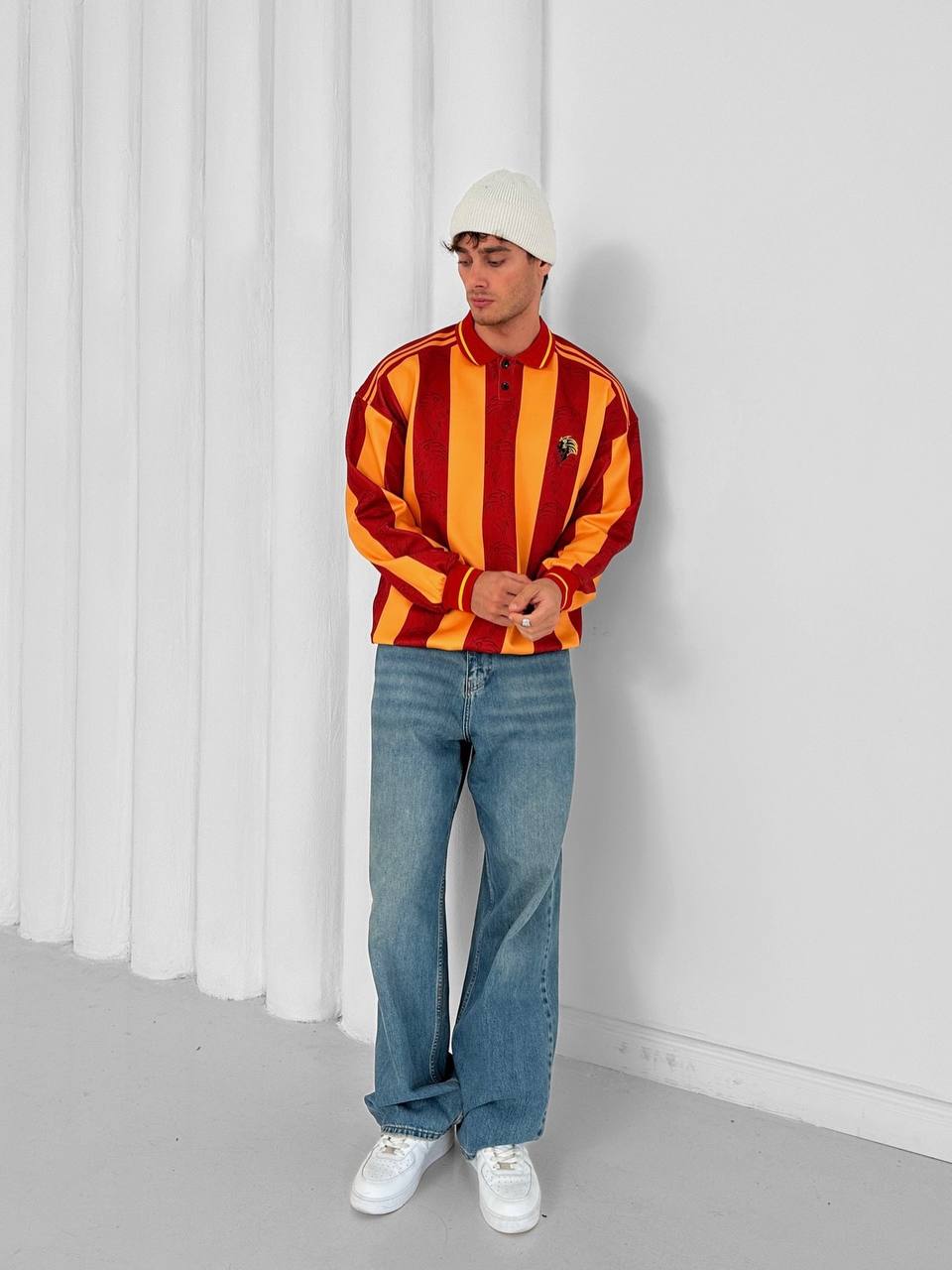 90s Retro Football Jersey Polo – Oversized Blokecore Longsleeve