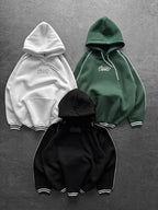 90s Retro Streetwear Hoodie with Piping, Embroidered SWD Logo