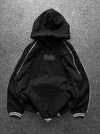 90s Retro Streetwear Hoodie with Piping, Embroidered SWD Logo