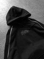 90s Retro Streetwear Hoodie with Piping, Embroidered SWD Logo