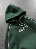90s Retro Streetwear Hoodie with Piping, Embroidered SWD Logo