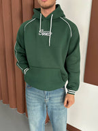 Green retro hoodie with contrast piping and SWD logo – Withinblack Y2K sweatshirt