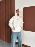90s Retro Streetwear Hoodie with Piping, Embroidered SWD Logo