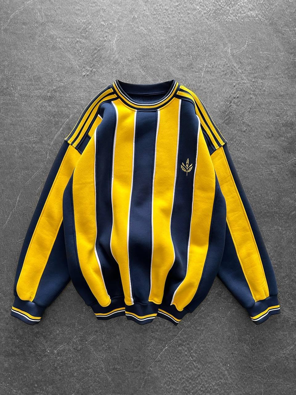 90s Vertical Stripe Crewneck Sweatshirt – Oversized Retro Blokecore Style.