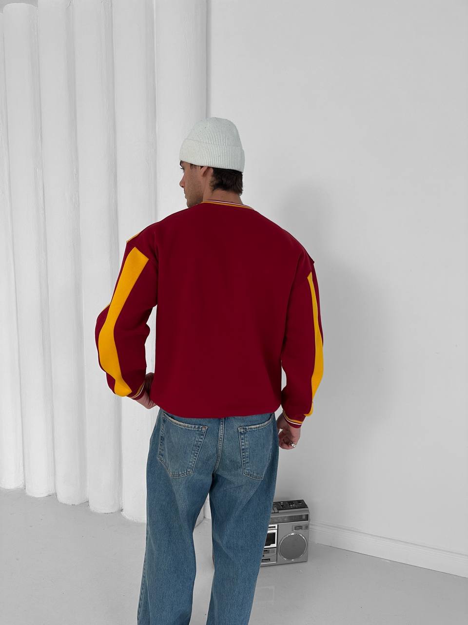 90s Vertical Stripe Crewneck Sweatshirt – Oversized Retro Blokecore Style