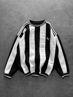 90s Vertical Stripe Crewneck Sweatshirt – Oversized Retro Blokecore Style