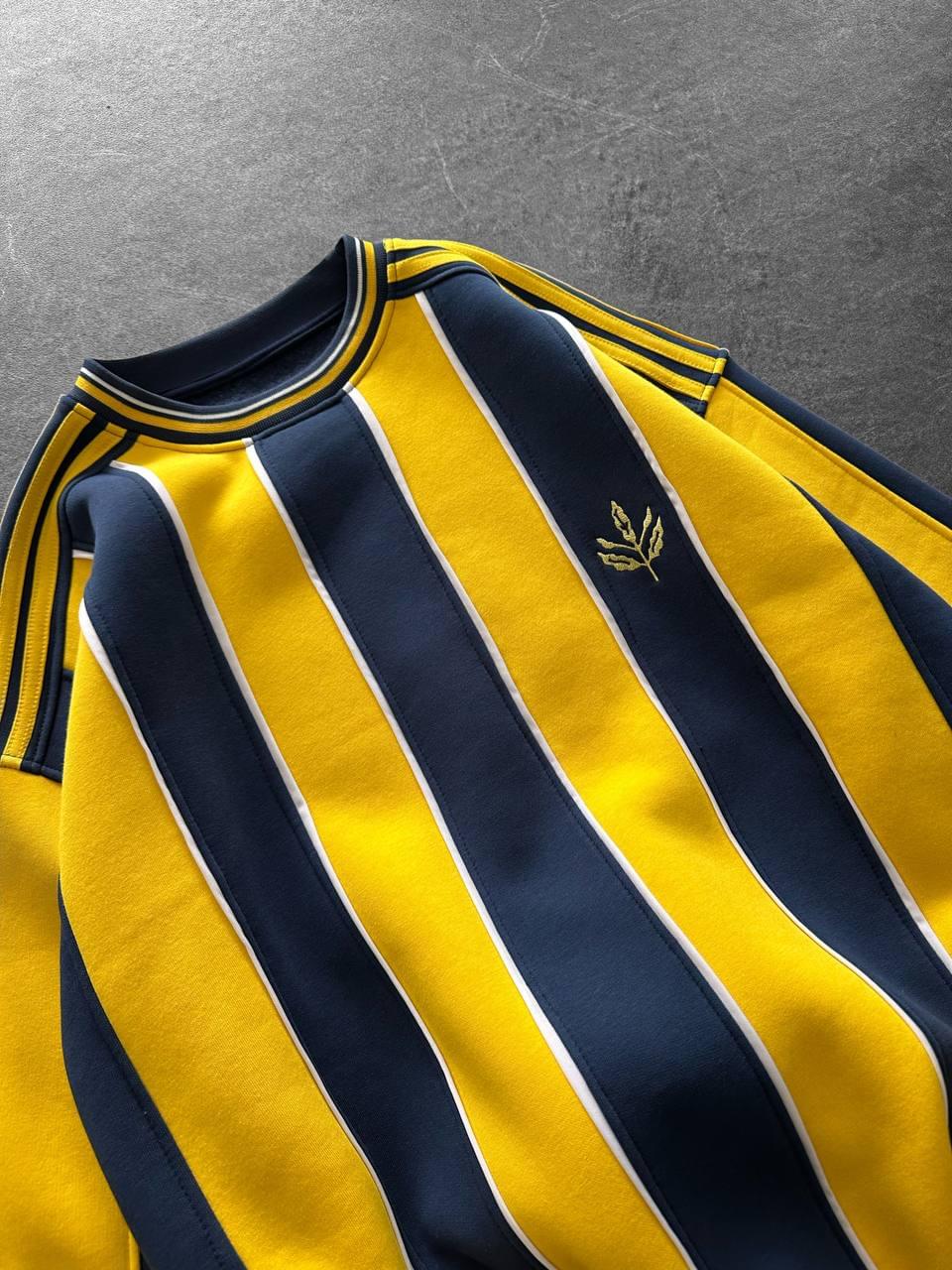 90s Vertical Stripe Crewneck Sweatshirt – Oversized Retro Blokecore Style.