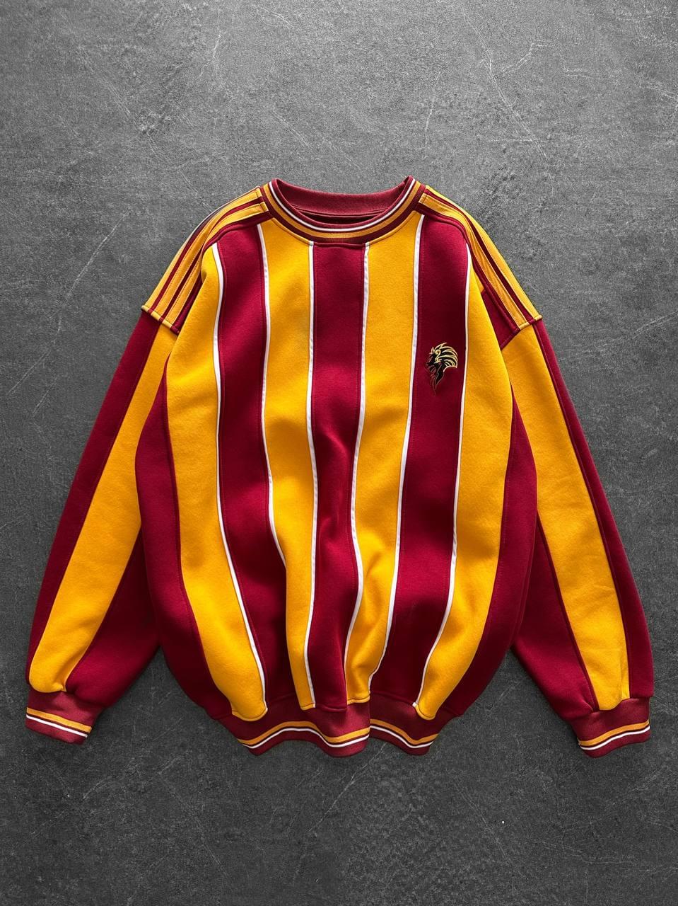 90s Vertical Stripe Crewneck Sweatshirt – Oversized Retro Blokecore Style.