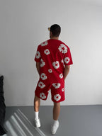 Abstract Bloom Print Men's Co-ord Set – Vibrant Floral Streetwear for Summer