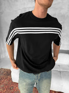 Three Stripes Graphic Cotton Tee – Classic Streetwear T-Shirt