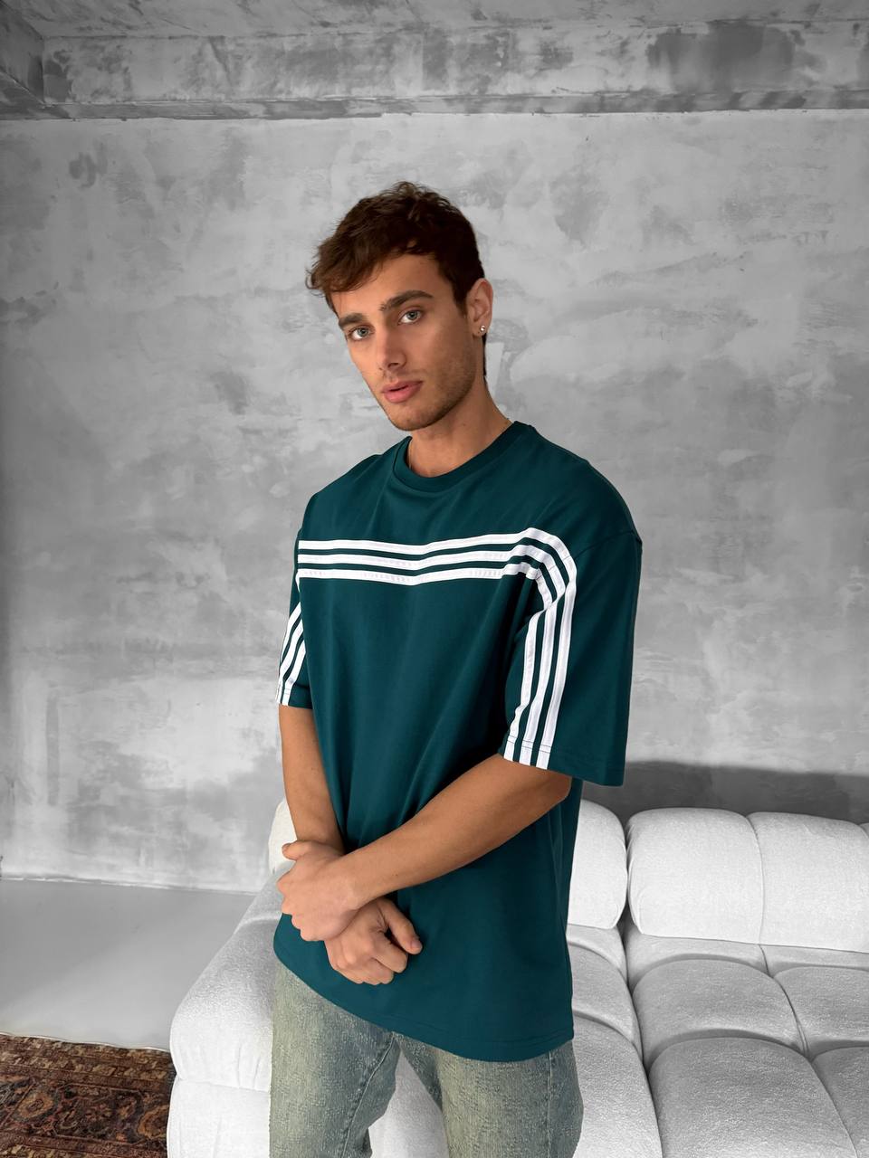 Three Stripes Graphic Cotton Tee – Classic Streetwear T-Shirt