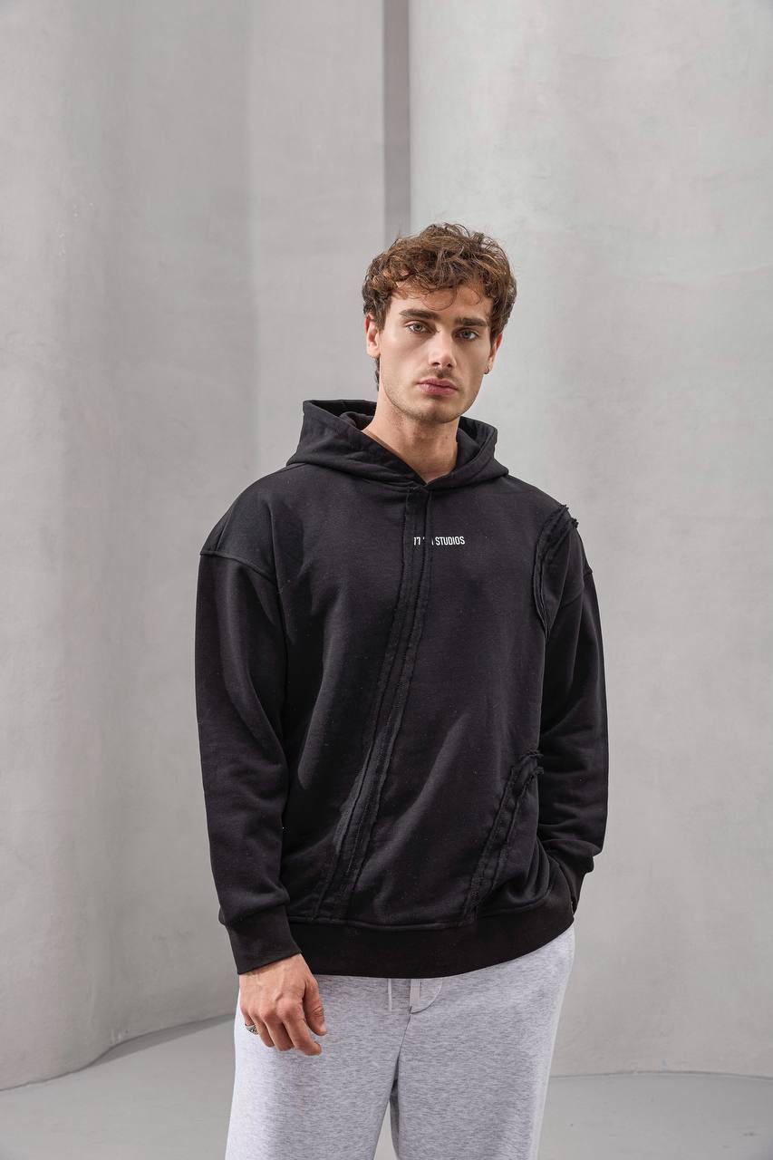 Asymmetric Seam Detail Oversized Hoodie in white – minimalist streetwear by Withinblack