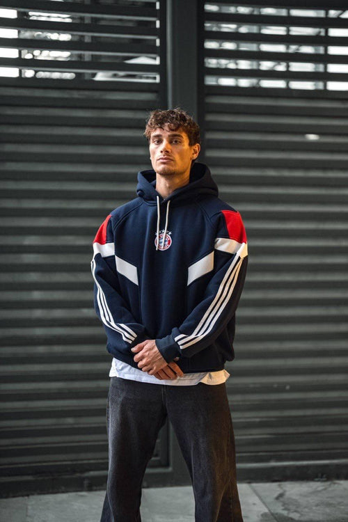 Bayern Munich Logo Hooded Oversized Sweatshirt - Stylish and Comfortable.