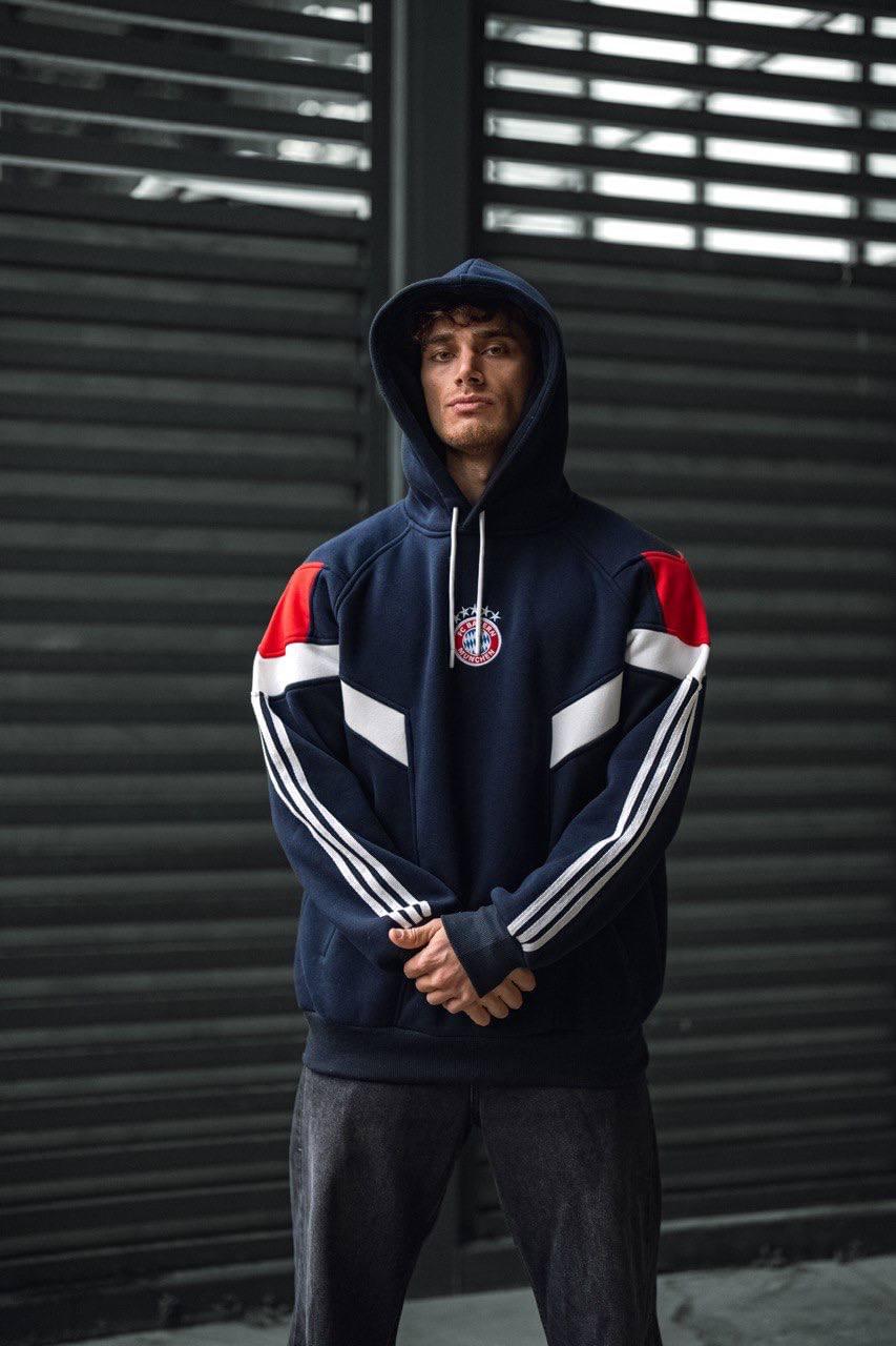 Bayern Munich Logo Hooded Oversized Sweatshirt - Stylish and Comfortable.