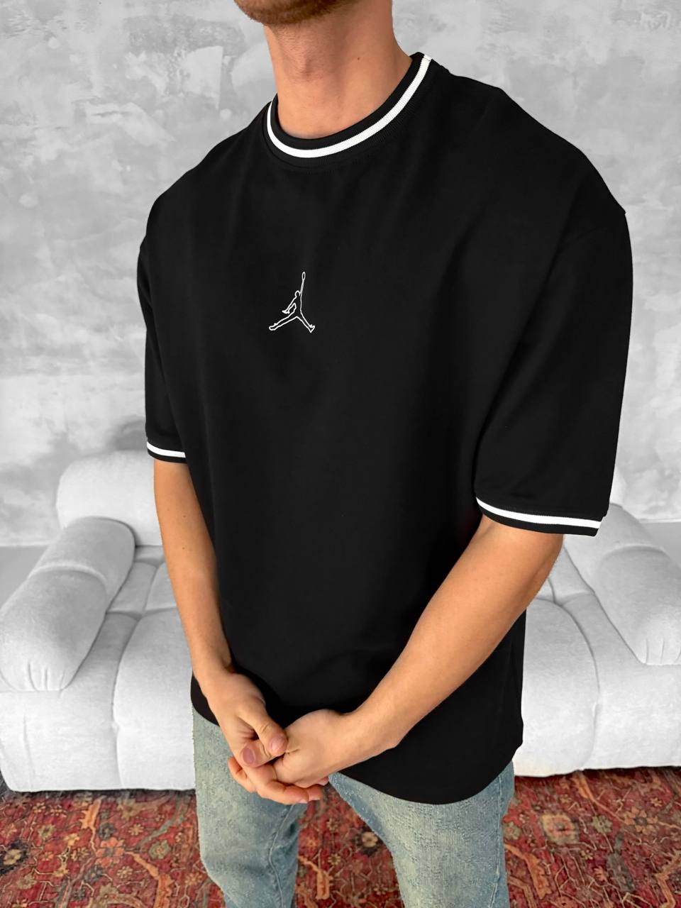 Jordan Logo Contrast Collar Cotton Tee