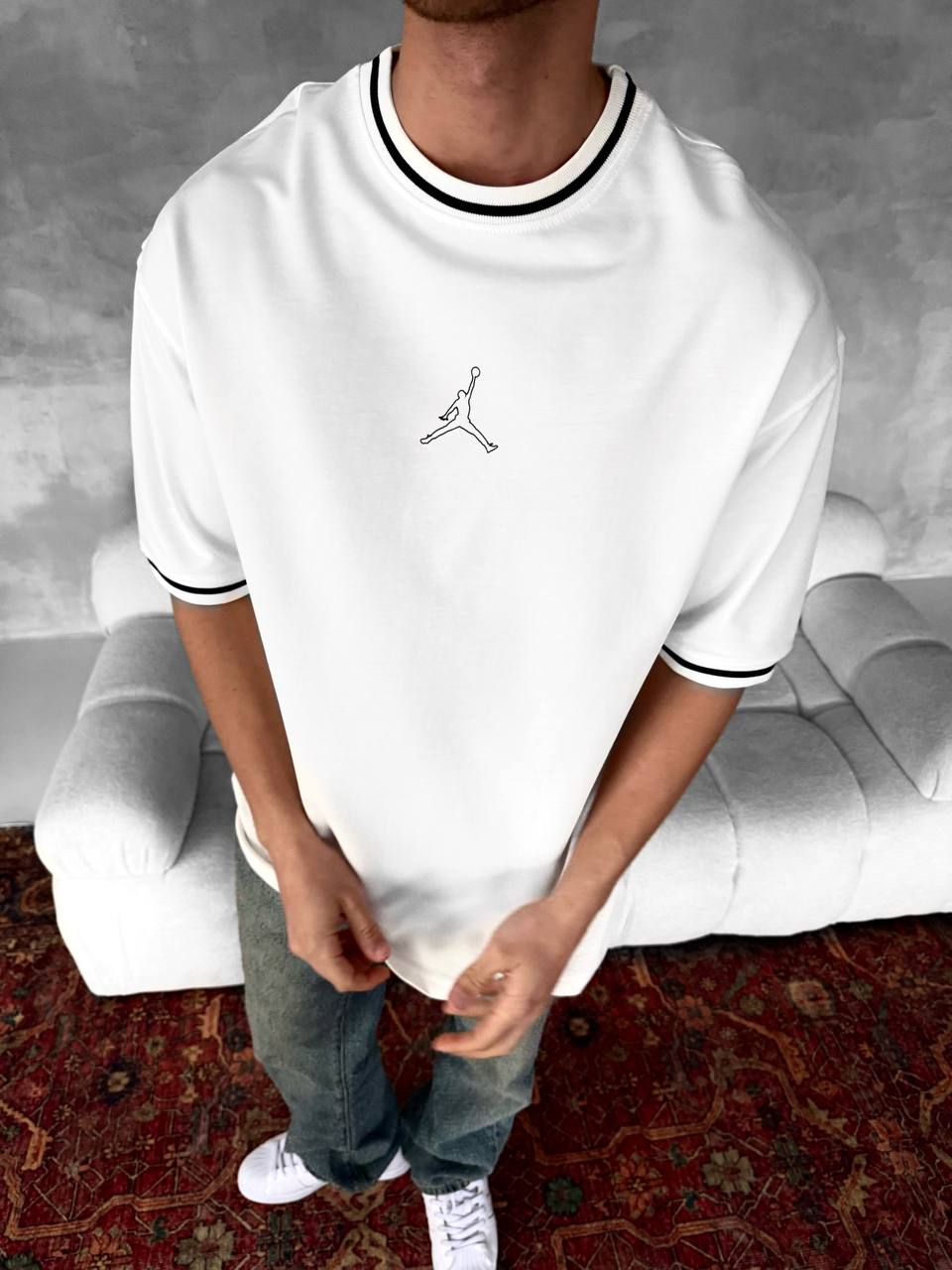 Jordan Logo Contrast Collar Cotton Tee