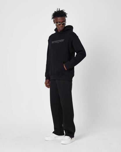 Brother Oversized Hoodie Sweatshirt - Embroidered and Raised Details