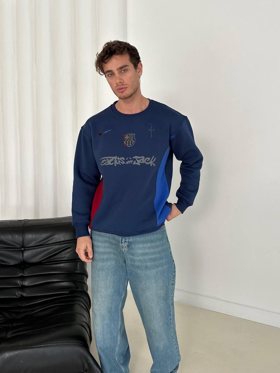 Cactus Jack x FC Barcelona Panelled Crewneck Sweatshirt.