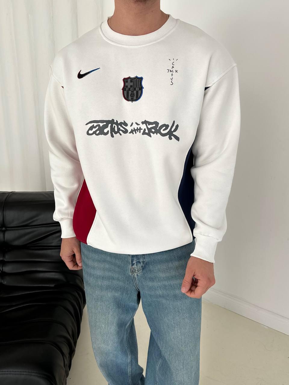 Cactus Jack x FC Barcelona Panelled Crewneck Sweatshirt.