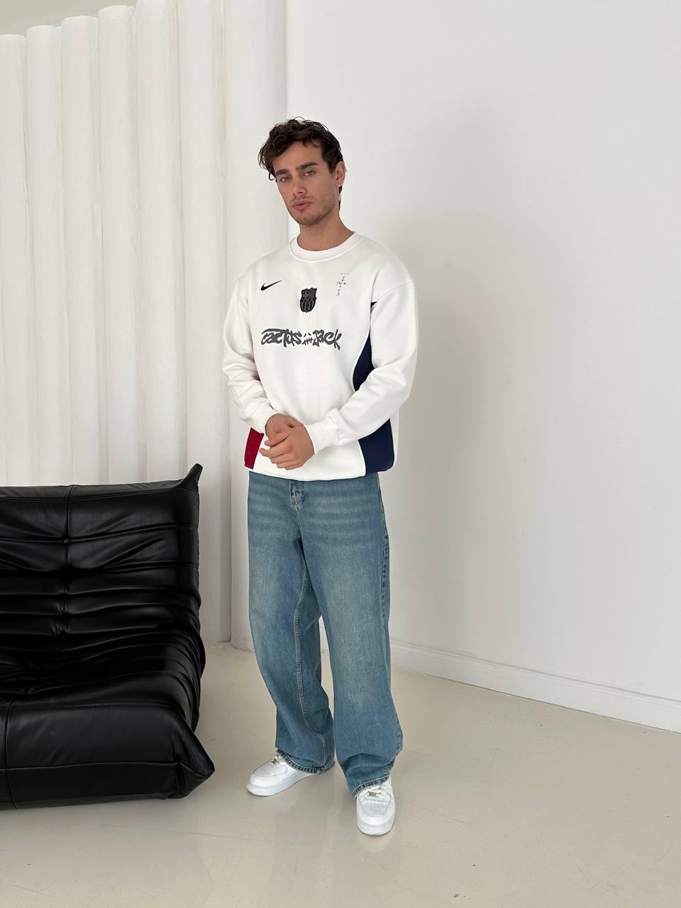 Cactus Jack x FC Barcelona Panelled Crewneck Sweatshirt.
