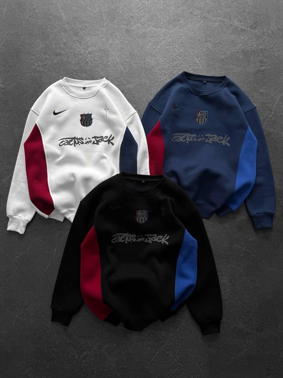 Cactus Jack x FC Barcelona Panelled Crewneck Sweatshirt.