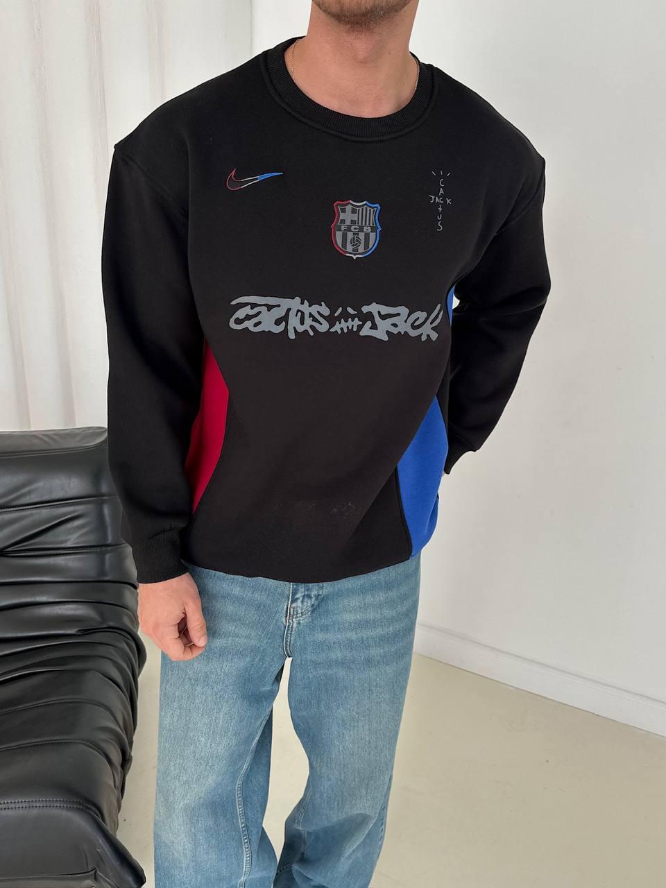 Cactus Jack x FC Barcelona Panelled Crewneck Sweatshirt.