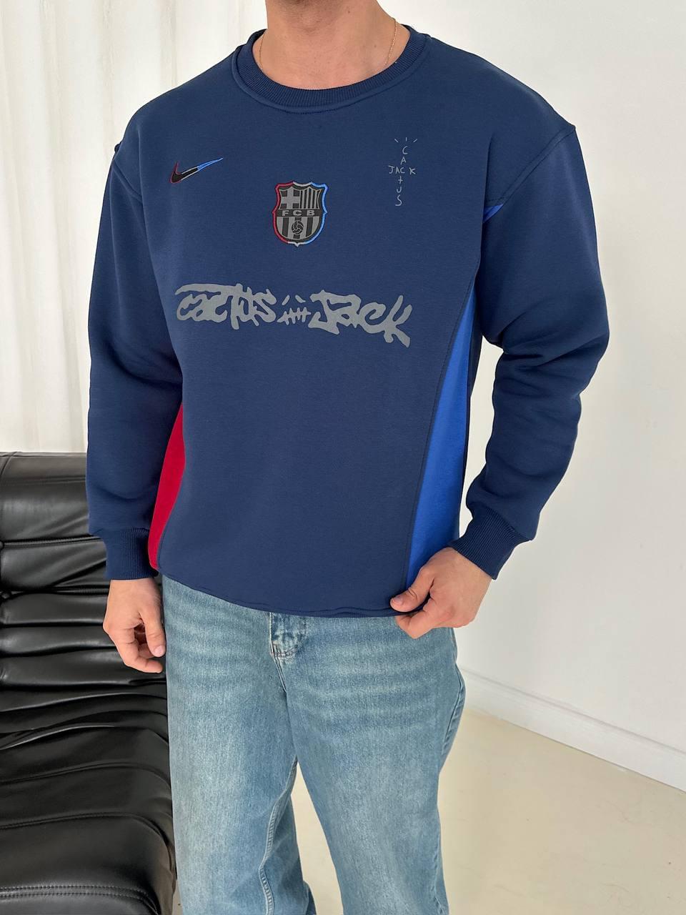 Cactus Jack x FC Barcelona Panelled Crewneck Sweatshirt.