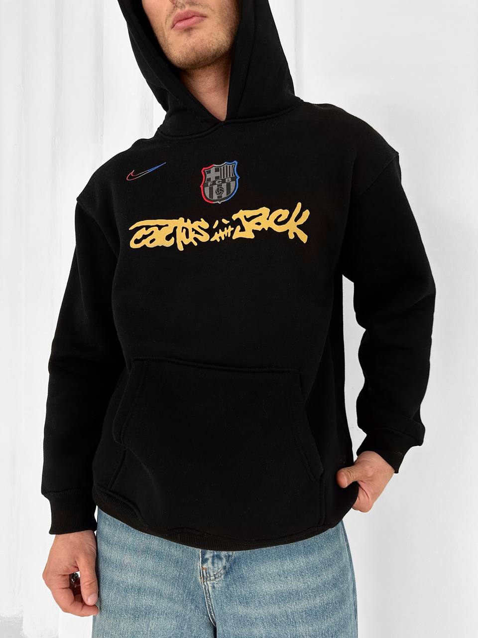 Cactus Jack x FC Barcelona black hoodie with graffiti logo – Withinblack streetwear