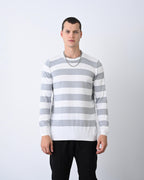 Casual Men's Knitwear with Dual-Tone Stripe Detail