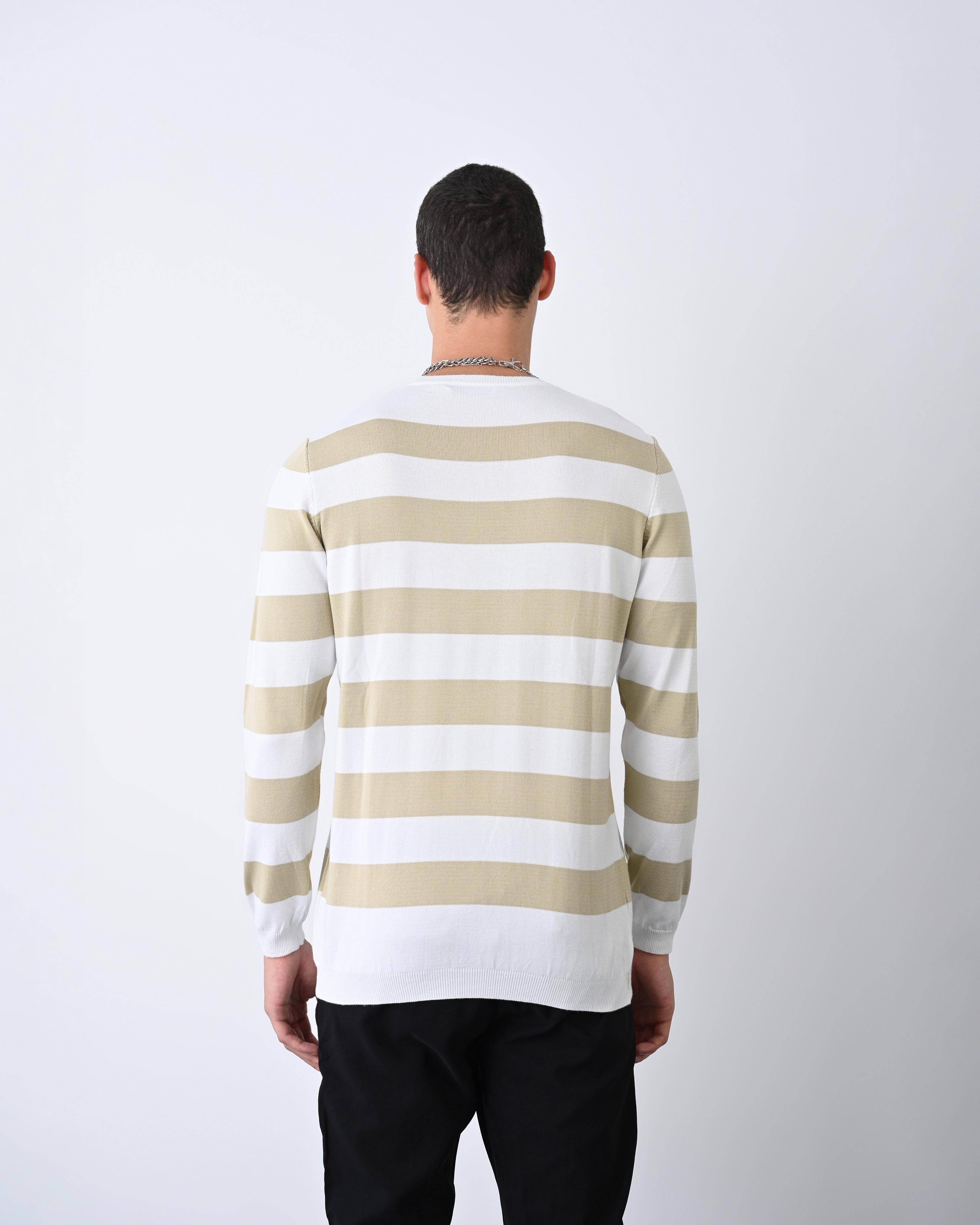 Casual Men's Knitwear with Dual-Tone Stripe Detail