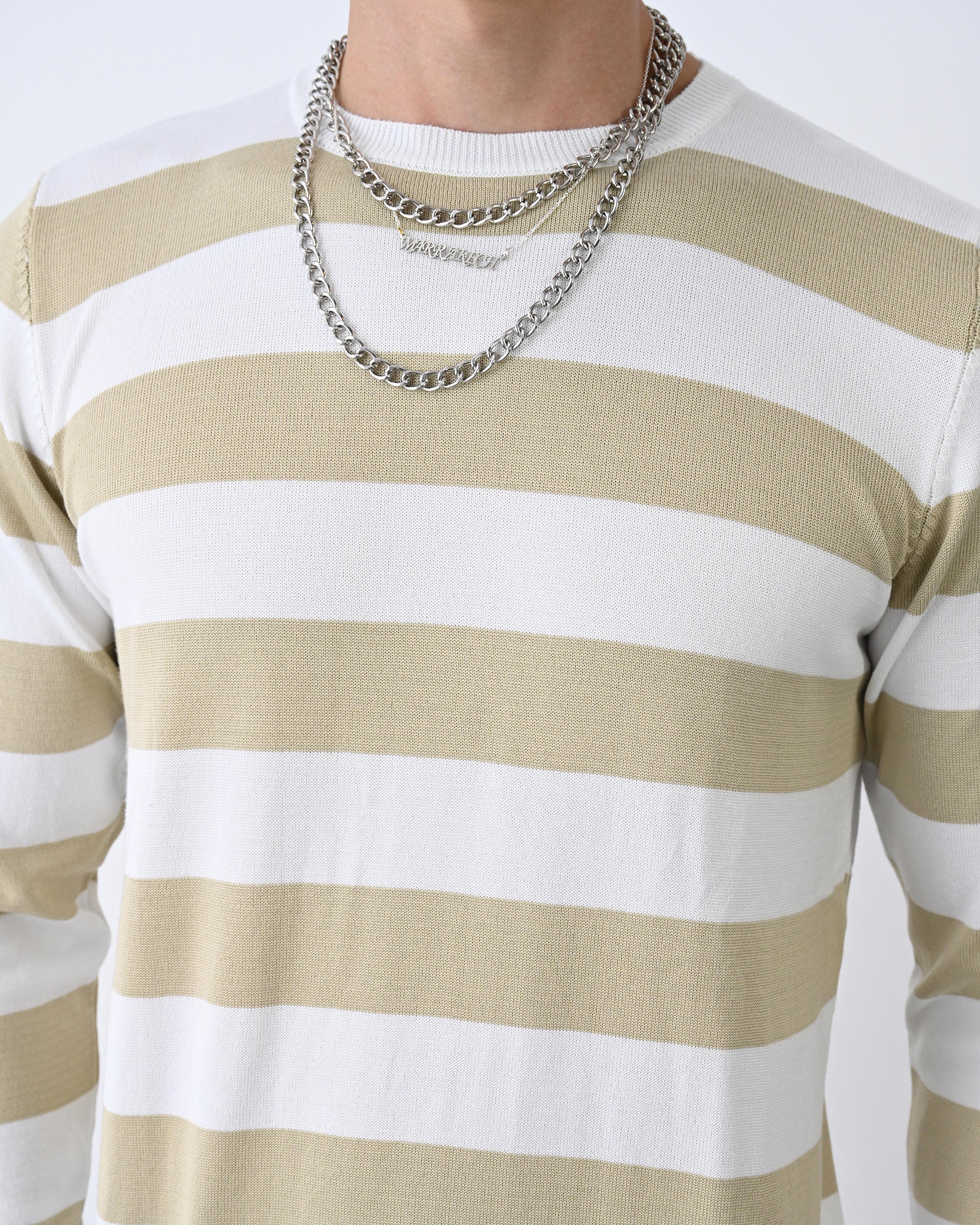 Casual Men's Knitwear with Dual-Tone Stripe Detail