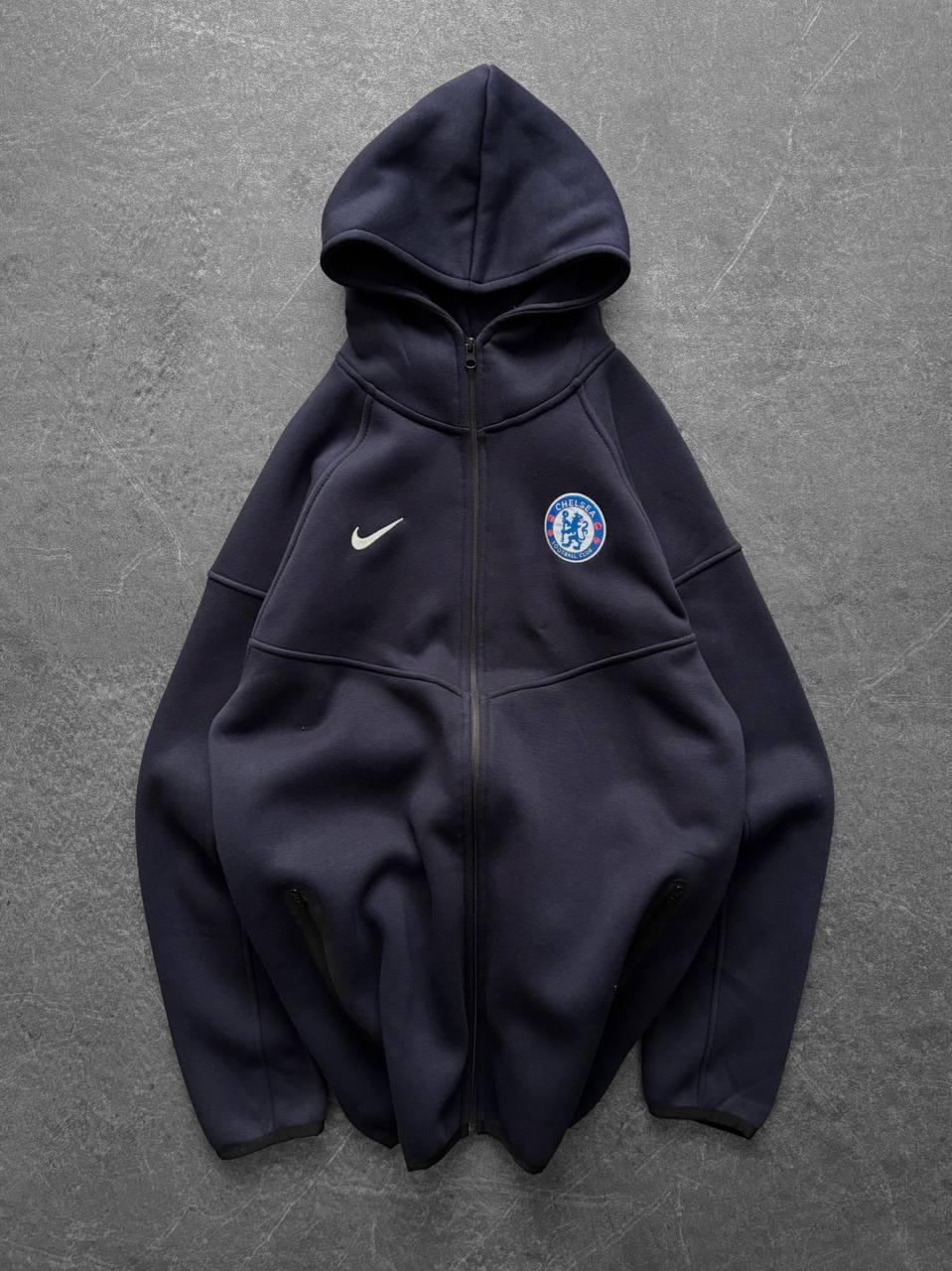 Chelsea FC Tech Style Hoodie, Modern Full-Zip Soccer Sweatshirt.