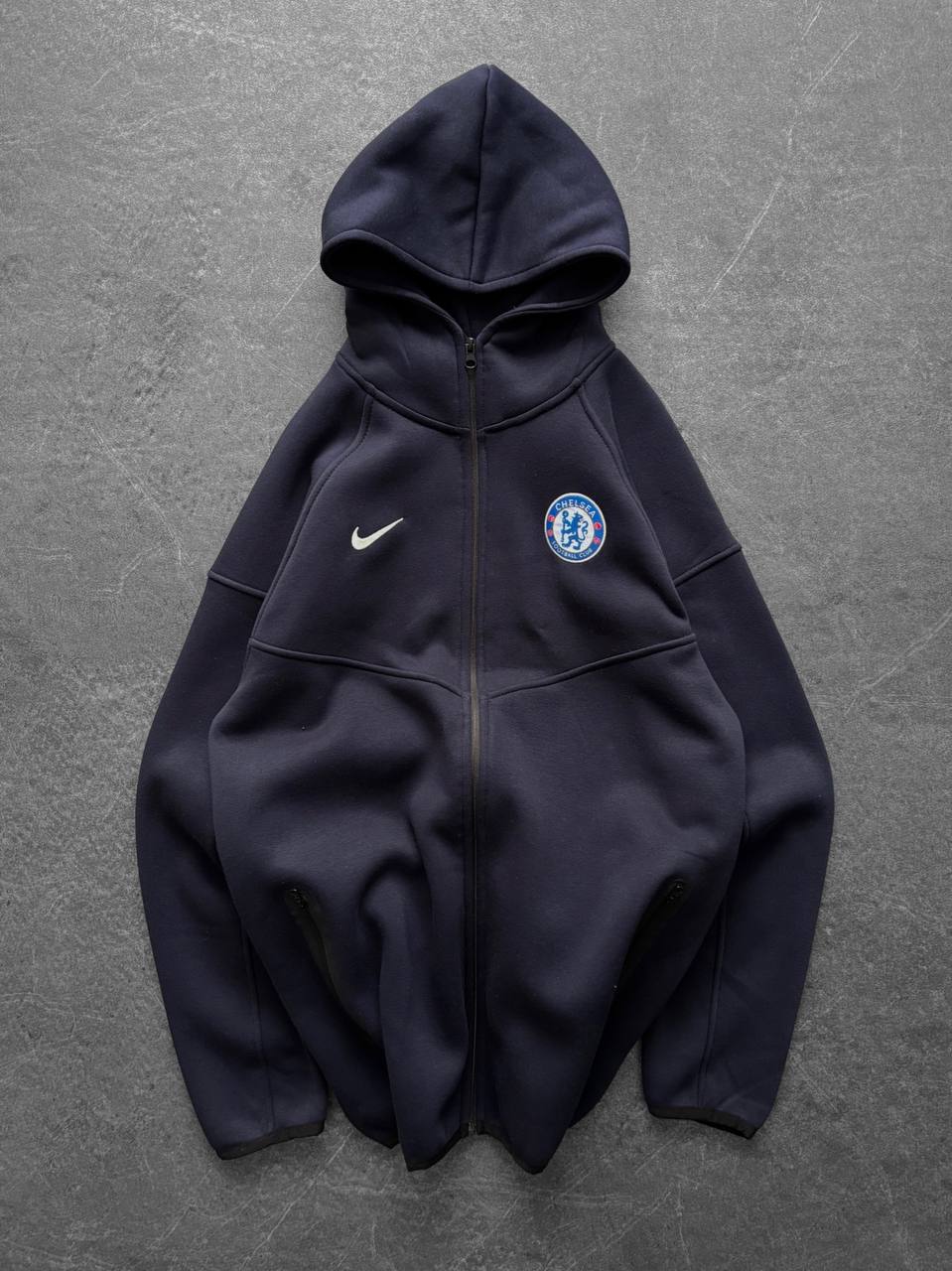Chelsea FC Tech Style Hoodie, Modern Full-Zip Soccer Sweatshirt