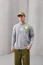 Distressed Floral Knit Sweater