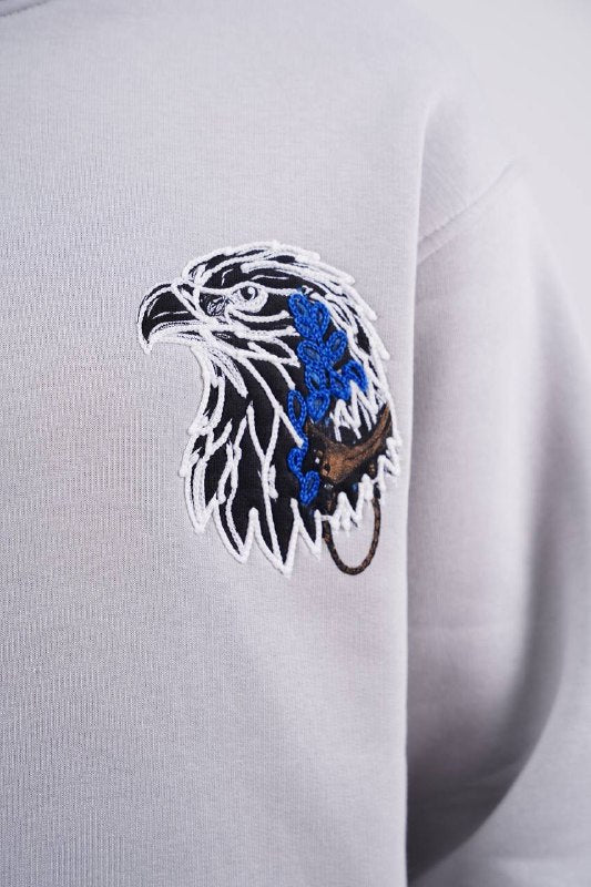 Blue Eagle Wings Graphic Oversized Hoodie in Grey - detail