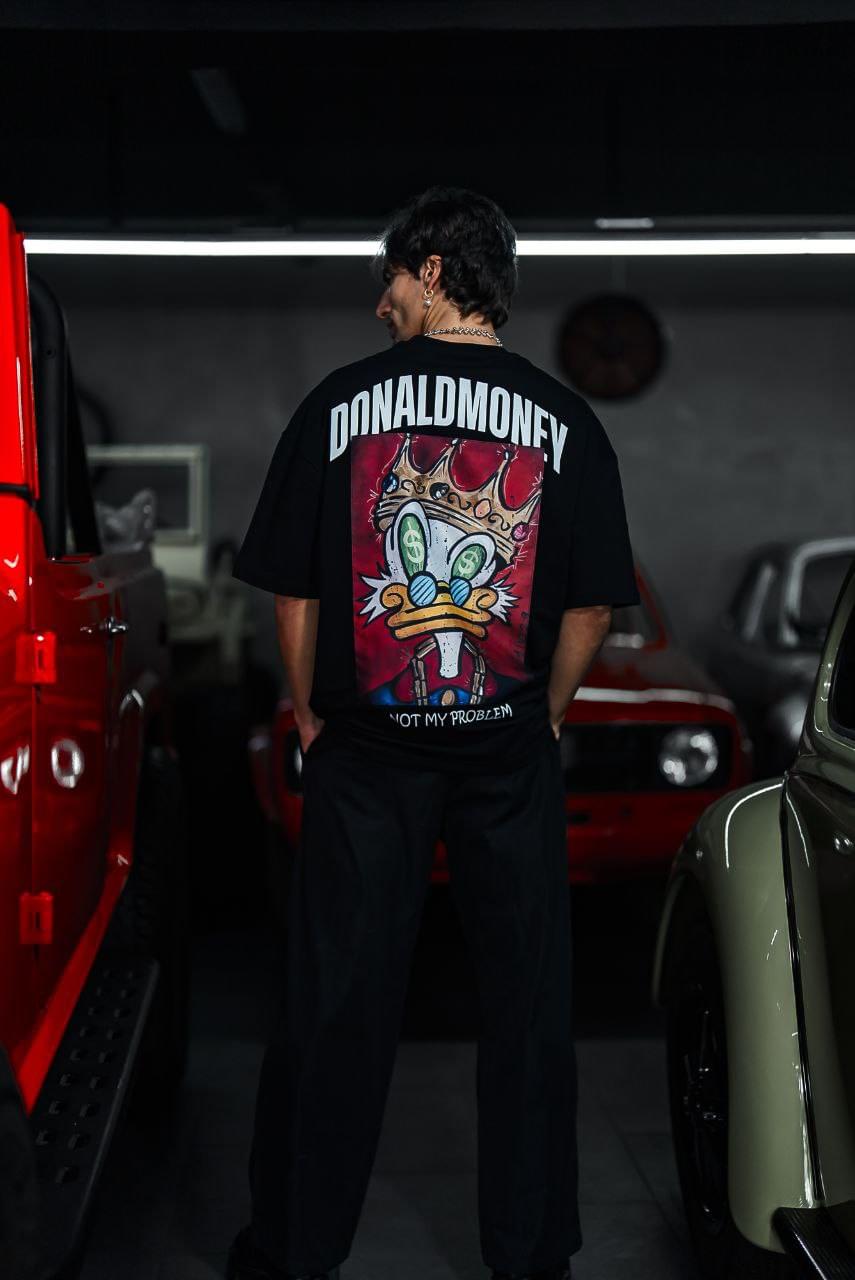 Donald Money Duck Graphic Tee, Funny Cartoon T-Shirt, Dollar Sunglasses.