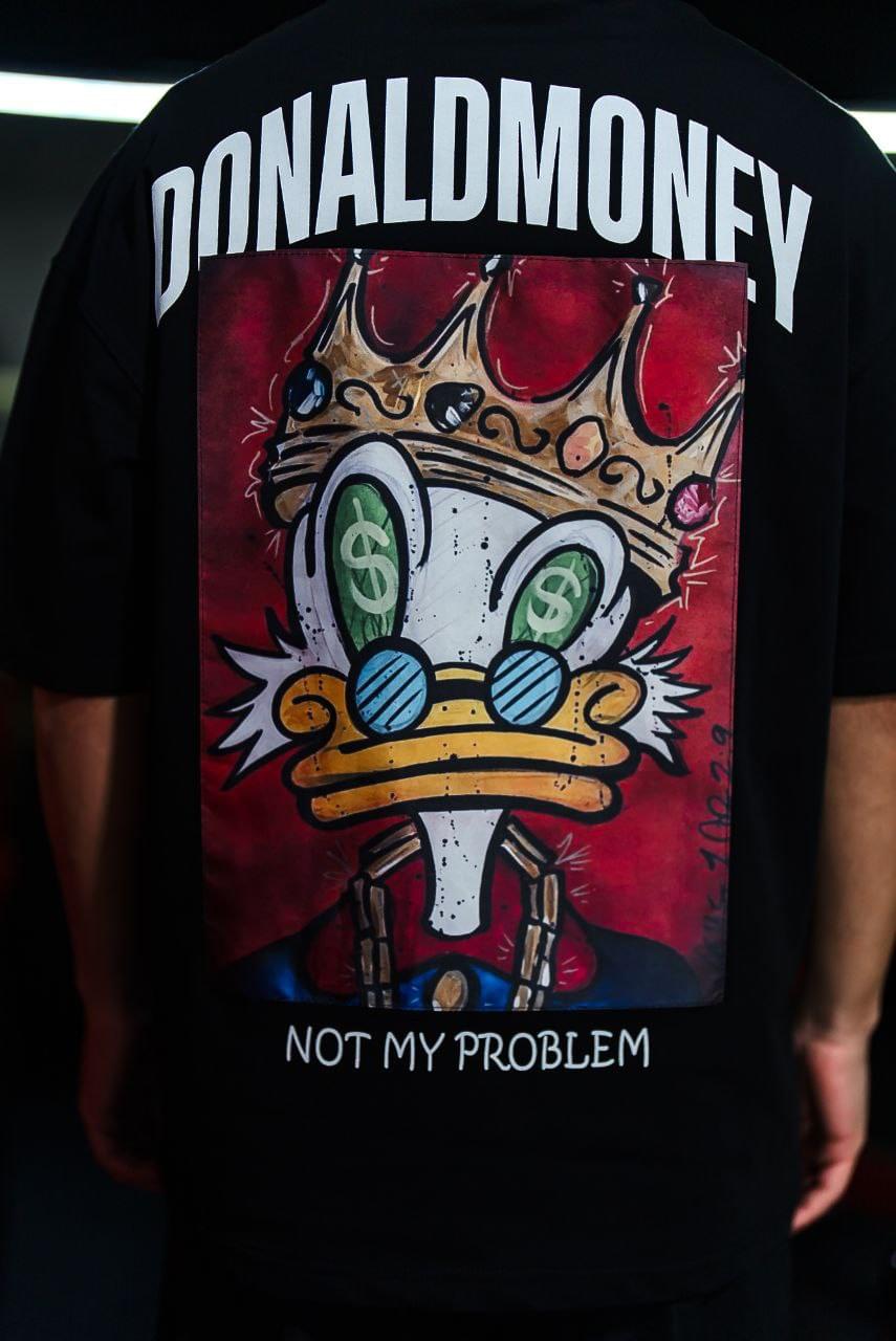 Donald Money Duck Graphic Tee, Funny Cartoon T-Shirt, Dollar Sunglasses.