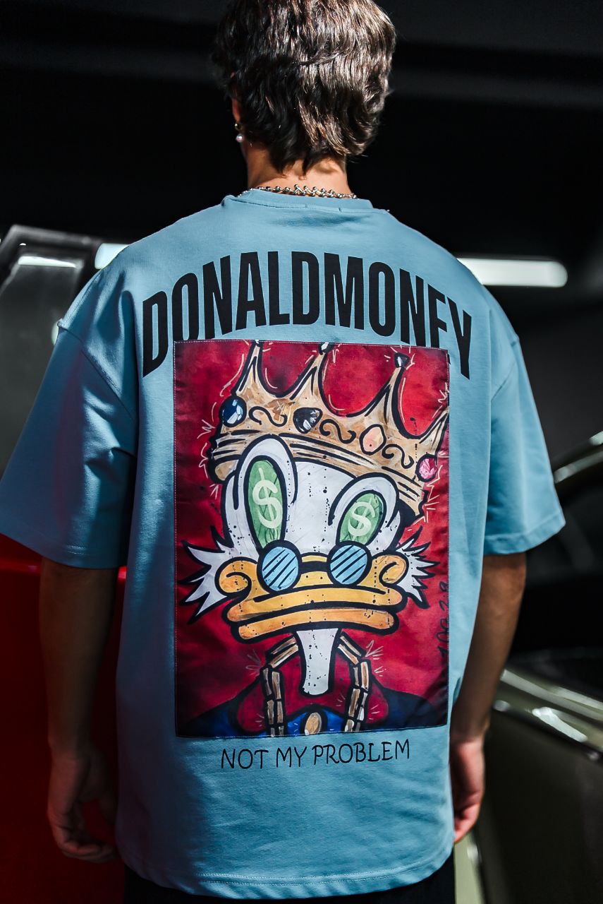 Donald Money Duck Graphic Tee, Funny Cartoon T-Shirt, Dollar Sunglasses