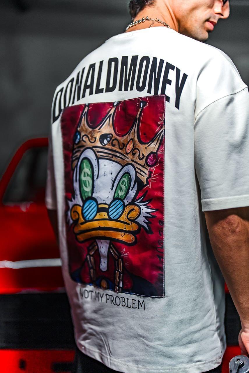 Donald Money Duck Graphic Tee, Funny Cartoon T-Shirt, Dollar Sunglasses.