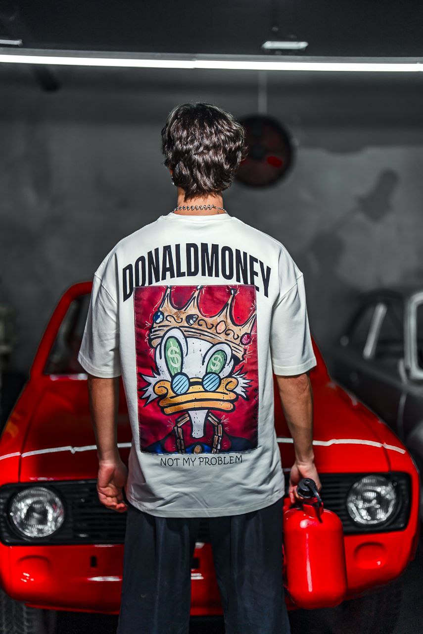 Donald Money Duck Graphic Tee, Funny Cartoon T-Shirt, Dollar Sunglasses