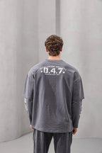 Double-Layer "47" Graphic Long Sleeve Tee